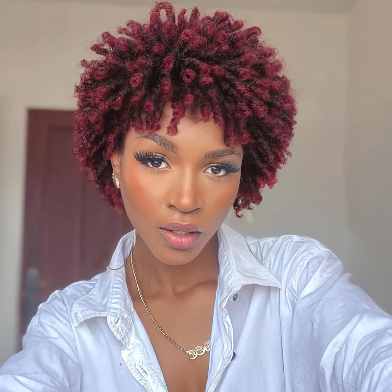 Chic Short Dreadlock Wig for Black Women - 6 Inches Ombre Synthetic Hair, Faux Locs Twist Braided Afro Curly Style, High-Temperature Fiber, Fit