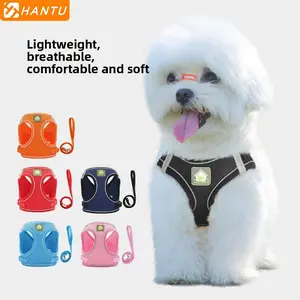New Pet Reflective Breathable Dog Harness, Comfort Fit, Dual Leash Hooks, Anti-Escape Design, Ideal for Small Medium Dogs, No Tangle Leash