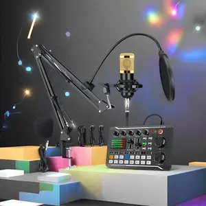 Podcast Equipment Bundle, Soundcard Recording Studio Package with Voice Changer, Live Sound Card, Audio Interface for Laptop Computer Vlog Living Broadcast Live Streaming