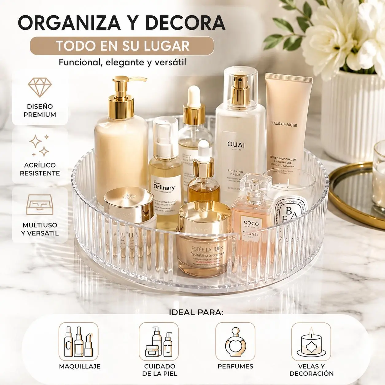 360° Rotating Makeup Organizer, Clear Cosmetic & Skincare Storage