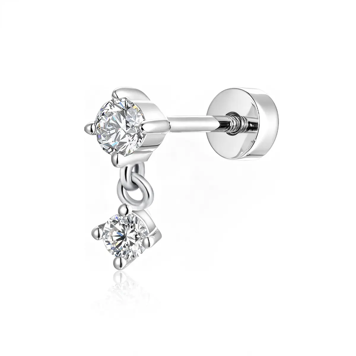 Moissanite Screw Back Stud Earrings | VVS Clarity D Color Solitaire Studs for Women, Everyday Wear Light Luxury Jewelry, TikTok Viral
