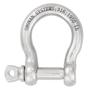 SHONAN 1/2" Large Bow Shackle, Heavy Duty D Ring Shackle, Marine Grade Stainless Steel Boat Anchor Kit Screw Shackle for Chain or Strap, 1950 Lbs Capacity, 1 Pc
