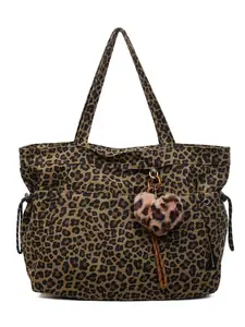 Trendy Leopard Print Handbag & Heart Bag for Women, Korean Style Casual Fashion Shoulder Bag, Trendy Crossbody Bag, Ideal for Students
