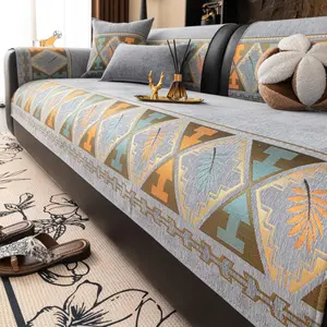 Boho Style Geometric Pattern Sofa Cover, Non-slip Sofa Slipcover, Dustproof Sofa Protector, Home Decor Supplies for Living Room, Bedroom, Office