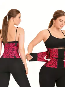 New Leopard Print Waist Trainer Belt, Elastic Adjustable Fit Abdominal Cincher, Sporty Women's Corset, Slimming Workout Strap, Shapewear