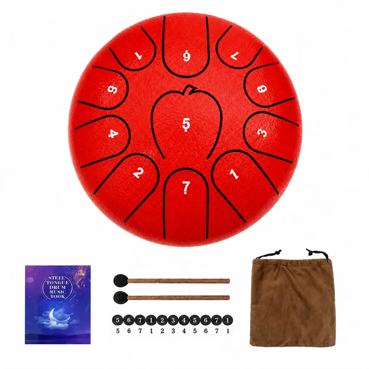 11-Note Steel Tongue Drum with Carry Bag & Mallets, Beginner-Friendly Handpan-Style Percussion Instrument for Adult Meditation & Relaxation