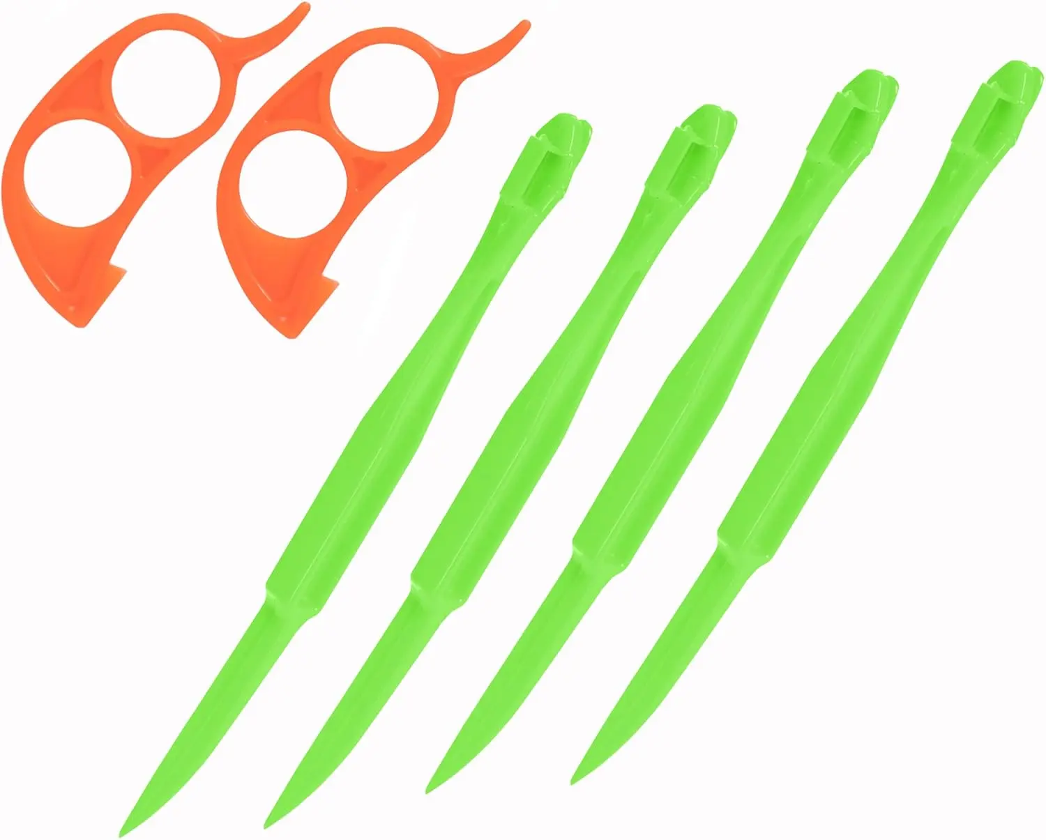 Plastic Orange Peeler Lemon Citrus Peel  Vegetable Slicer Fruit Tools (Long Handle Type Green 4 Pack;  Type orange 2 Pack) (green)