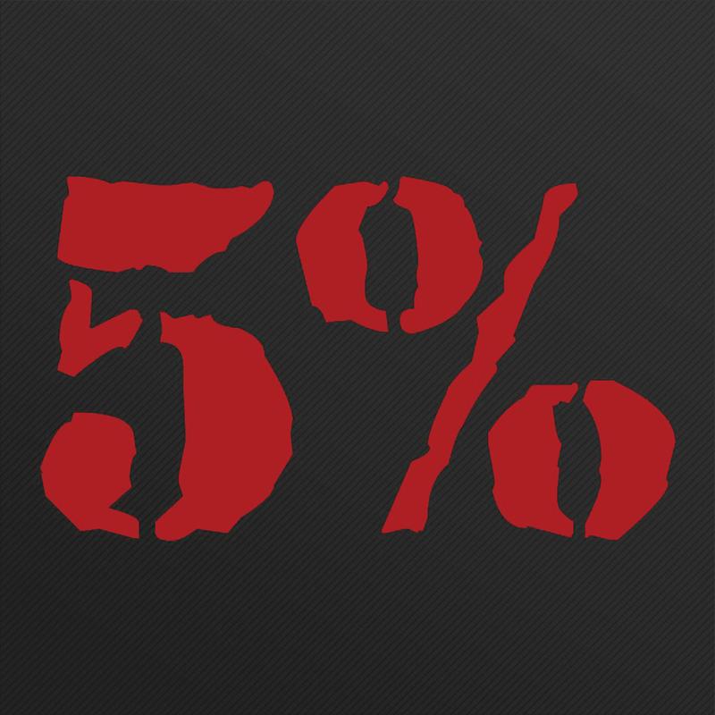 5% Brand Mini Vinyl Decal | 1-Inch (Red or White)