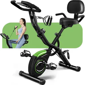 4-in-1 Foldable Stationary Exercise Bike Indoor Cycling Bike 16-Level Magnetic Resistance Home Workout, 330LB Capacity