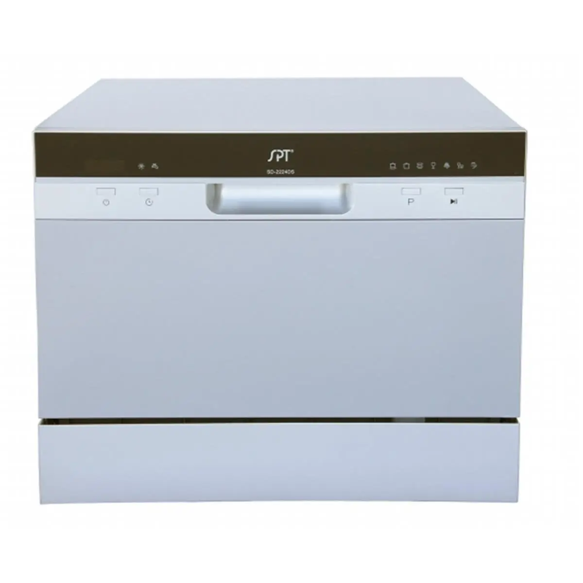 Sunpentown Countertop Dishwasher - Silver, Delay Start, LED Display, Quick Connect, Fits 10.5 in Diameter Dishware, 10.8 L/2.85 gal Capacity