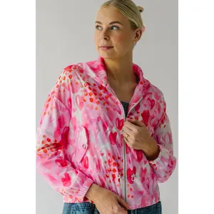 The Elmore Patterned Zip-Up Jacket in Pink
