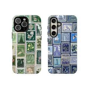 Vintage Postage Stamp Phone Case - Aesthetic Botanical Design for iPhone 7-17 (Plus, Pro, Pro Max) & Samsung 21-24 (Plus, Ultra)
