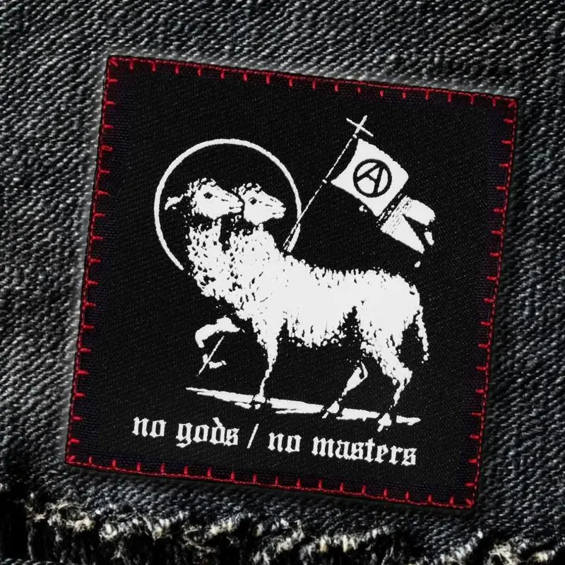 No Gods No Masters Print Patch Embroidery Craft Design, Embroidering Design, 1 Count Tactical Morale Punk Badge, DIY Sew on Embroidered Patches for Clothes Jacket Hat, Sewing Supplies