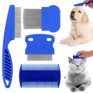 4pcs Pet Flea Combs, Stainless Steel Fine-Toothed Comb Set, Cat and Dog Supplies, Small Comb Gaps, Can Comb Out Foreign Objects from Pet Hair