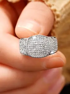 1 Pc Gorgeous Delicate Half Circle Zircon Ring New Best-selling Fashion Classics Valentine's Day Gift Jewelry as Anniversary Party for Birthday Gift for Girlfriend Engagement Wedding Ring for Women Clothing Daily Decor Accessories