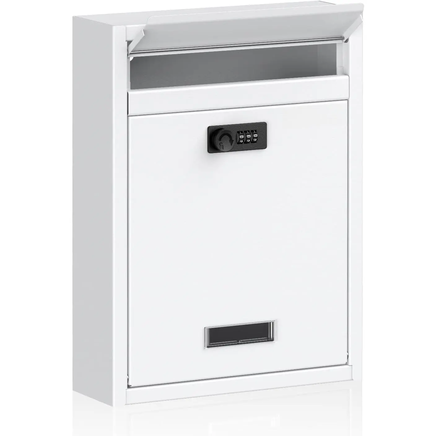 Wall Mount Mailbox for Outside, Large Locking Mailbox with Combination Lock,  Mail Box for House, Safe Key Drop Box,  Box, Steel  Drop Box for  Office School, White