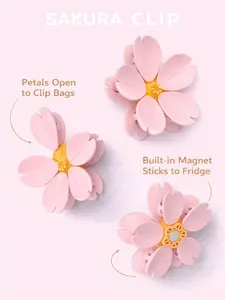 2-in-1 Magnetic Flower Clip, Cute Bag Sealer & Fridge Clip for Snacks, Notes & Kitchen Organization