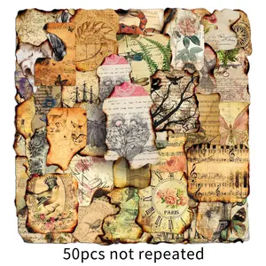 50pcs Retro Burnt Mark Creative Stickers, Decal Sticker, suitable for scrapbooks, diaries, laptops, water bottles, cars, etc. A gift with a positive message, based on faith-based designs.