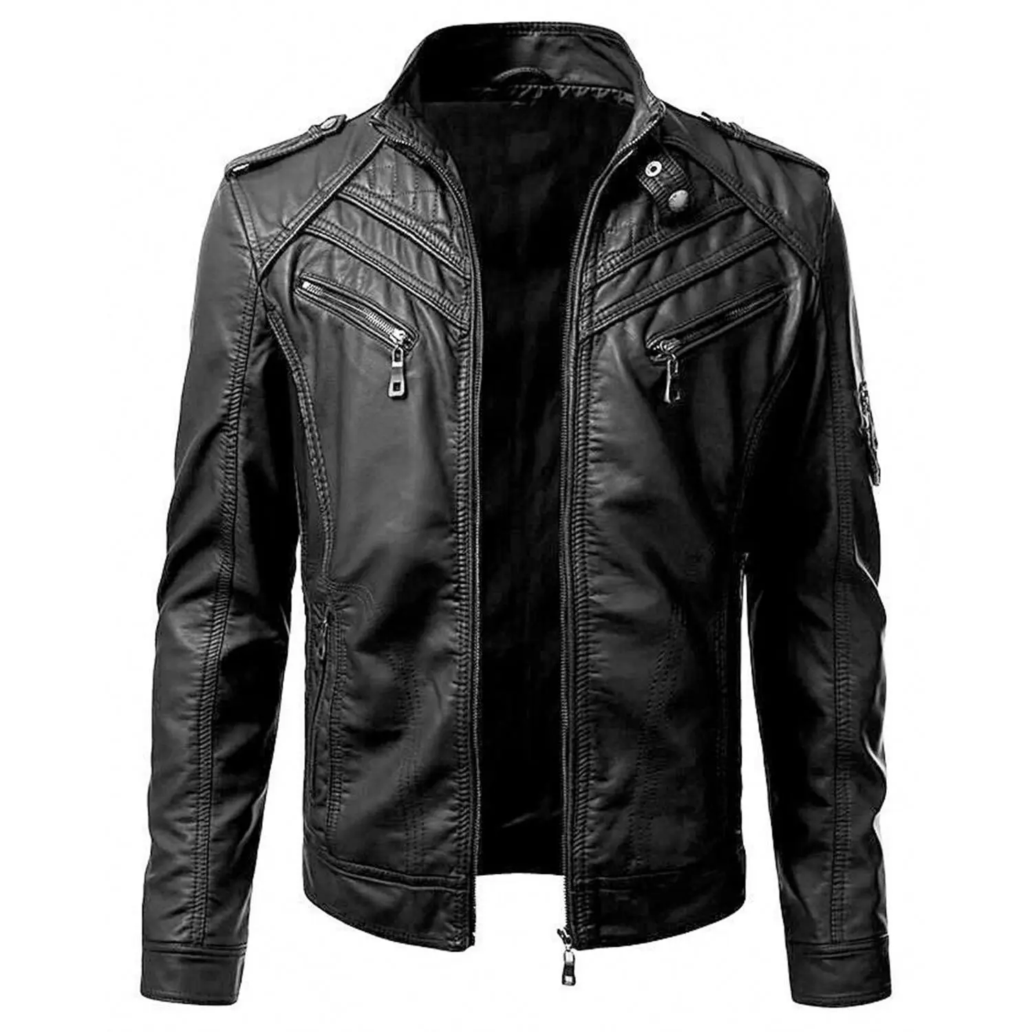 Men's Black Slim Fit Biker Real Leather Jacket