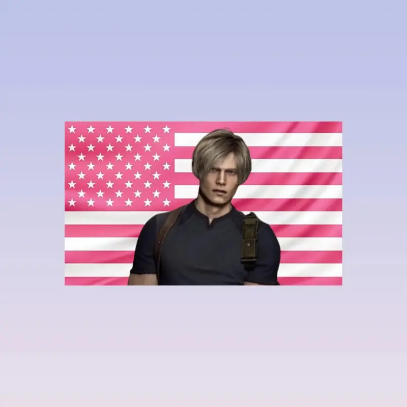 Leon S Kennedy Pink American Flag Decorative Tapestry  Resident Evil Wall Art | Gaming Aesthetic Decor | Horror Fan Flag | Dorm Room Decor