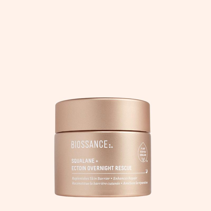 Biossance Squalane + Ectoin Overnight Rescue Face Cream – Intensive 24h Hydration for Dry/Sensitive Skin – Boosts Repair, Smoothens, Rejuvenates – Use as Moisturizer/Overnight Mask
