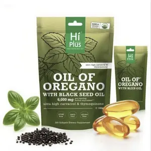 HiPlus Oil of Oregano with Black Seed Oil Softgels Vitamin Supplements 6000mg 4X Strength Carvacrol & Thymoquinone | Plant-Based, Non-GMO, Immune Support | 300 Softgels Healthcare Natural Capsule Dietary Fitness Bathroom oil  oregano