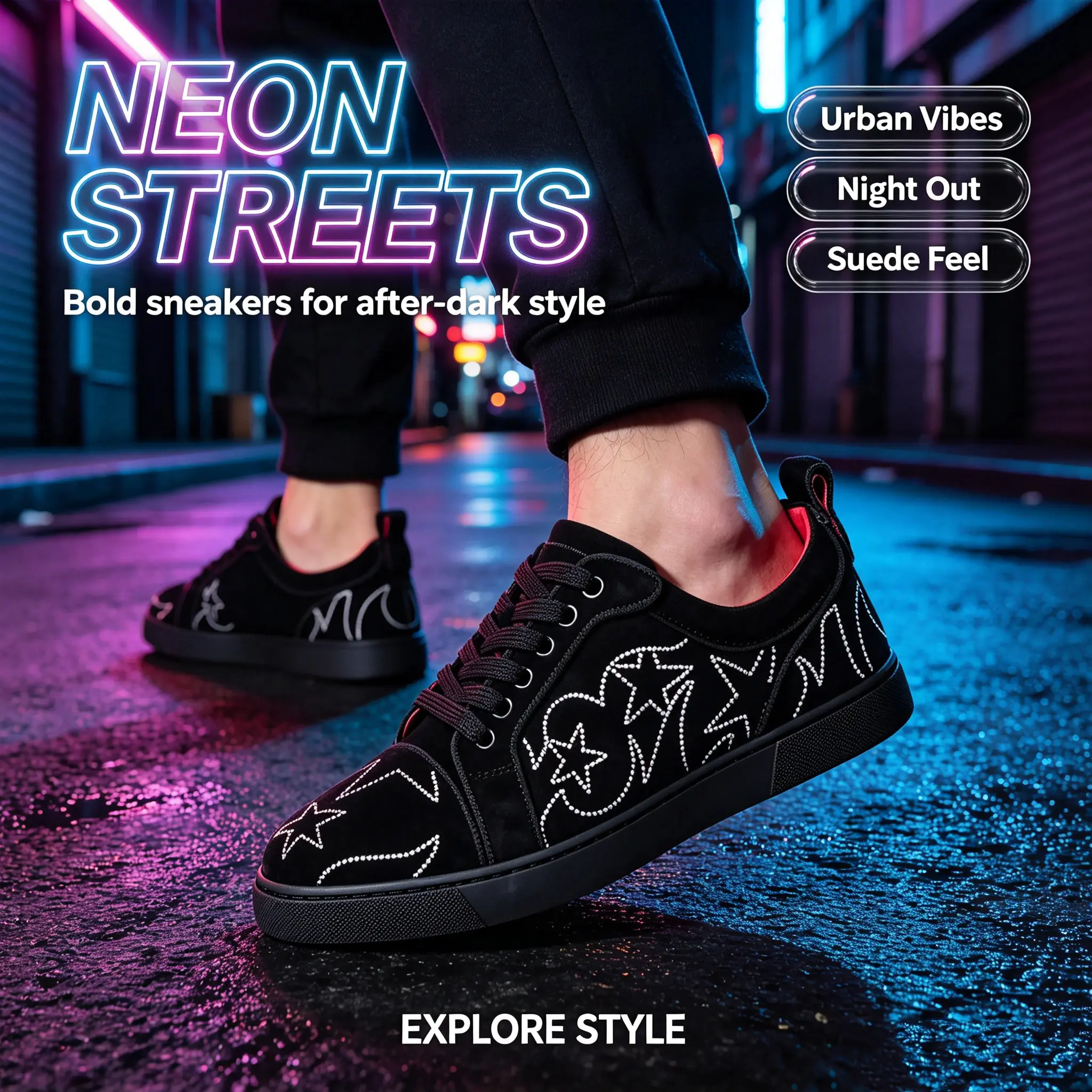 New men's rivet shoes - social boy casual height-increasing black all-leather sneakers for casual parties and gatherings