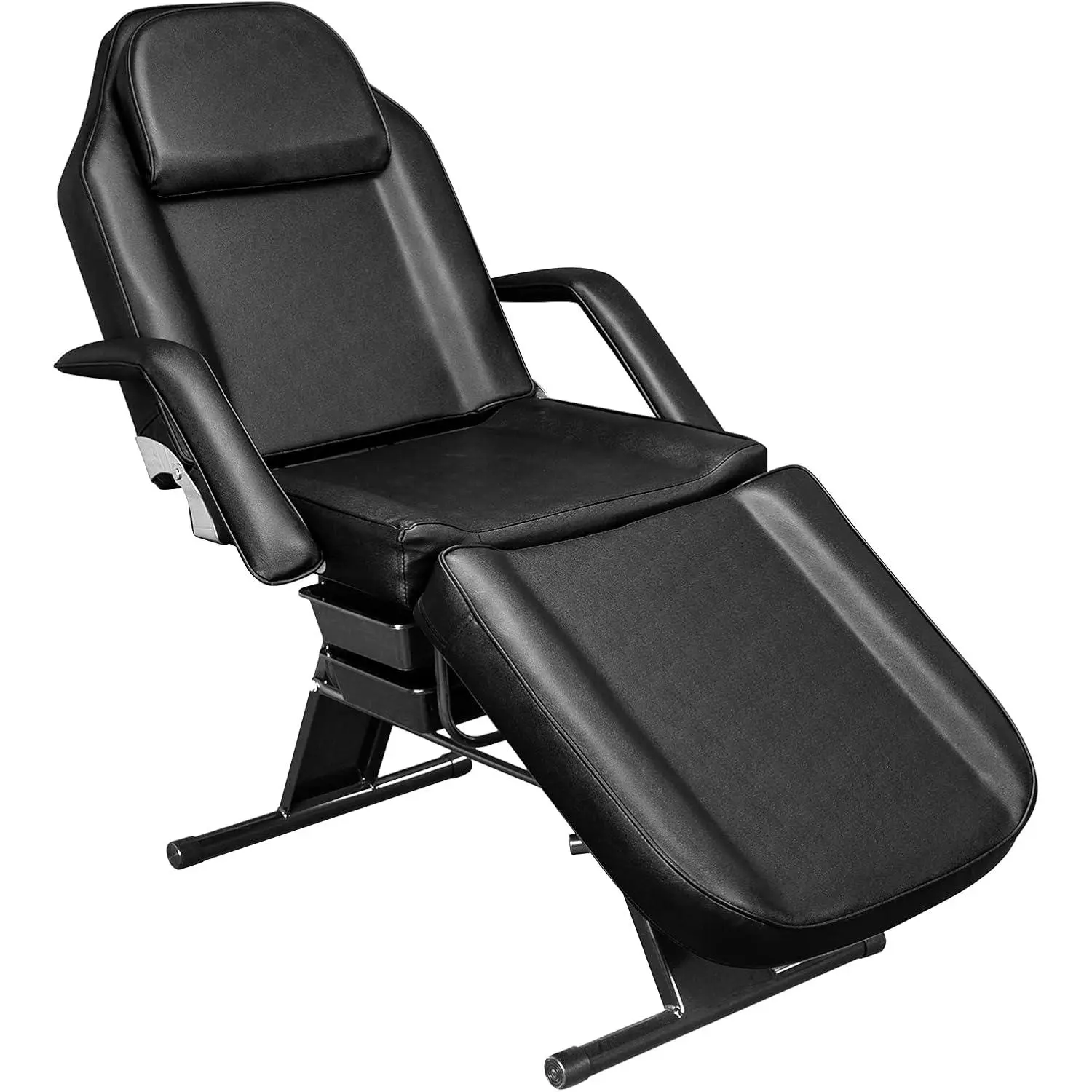 OmySalon Reclining Salon Chair - Sturdy, Stable Waterproof PU Leather Professional Esthetician Bed with Beauty Basket, Commercial Salon Spa Furniture for Facial, Eyelash Extension Services