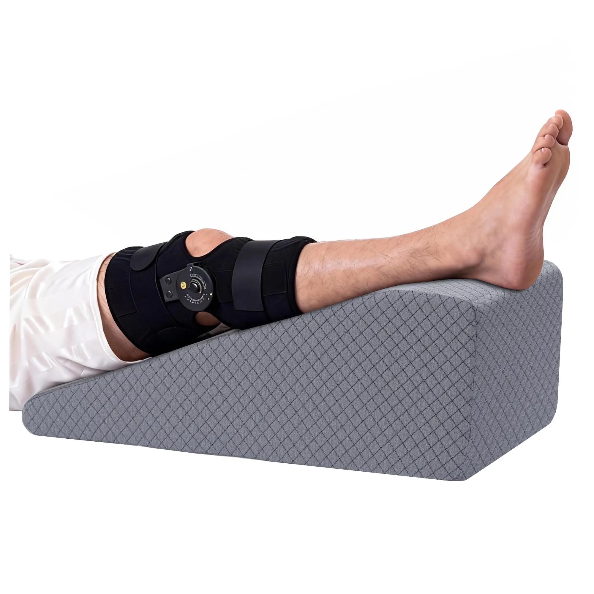 Leg Elevation Pillow for After Surgery, Knee Replacement & Recover, Wedge Pillow for Knee, Hip, Ankle Support, Home Recovery Equipment (Grey, 27in×11.6in×9in)