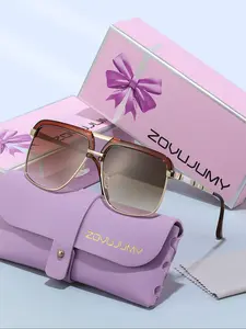 Zovujumy Retro Square Colorblock Sunglasses, Metal Frame Design, Perfect for Shopping, Photography, Festivals, Great Gift Idea