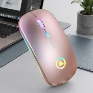 Ultra-Thin Silent Wireless Mouse, Lightweight Portable Design, 2.4G Fast Connection, Custom RGB Lighting, for Gaming & Office, Multi-Device Compatible with Laptop PC Tablet, USB Receiver Magnetic Storage.