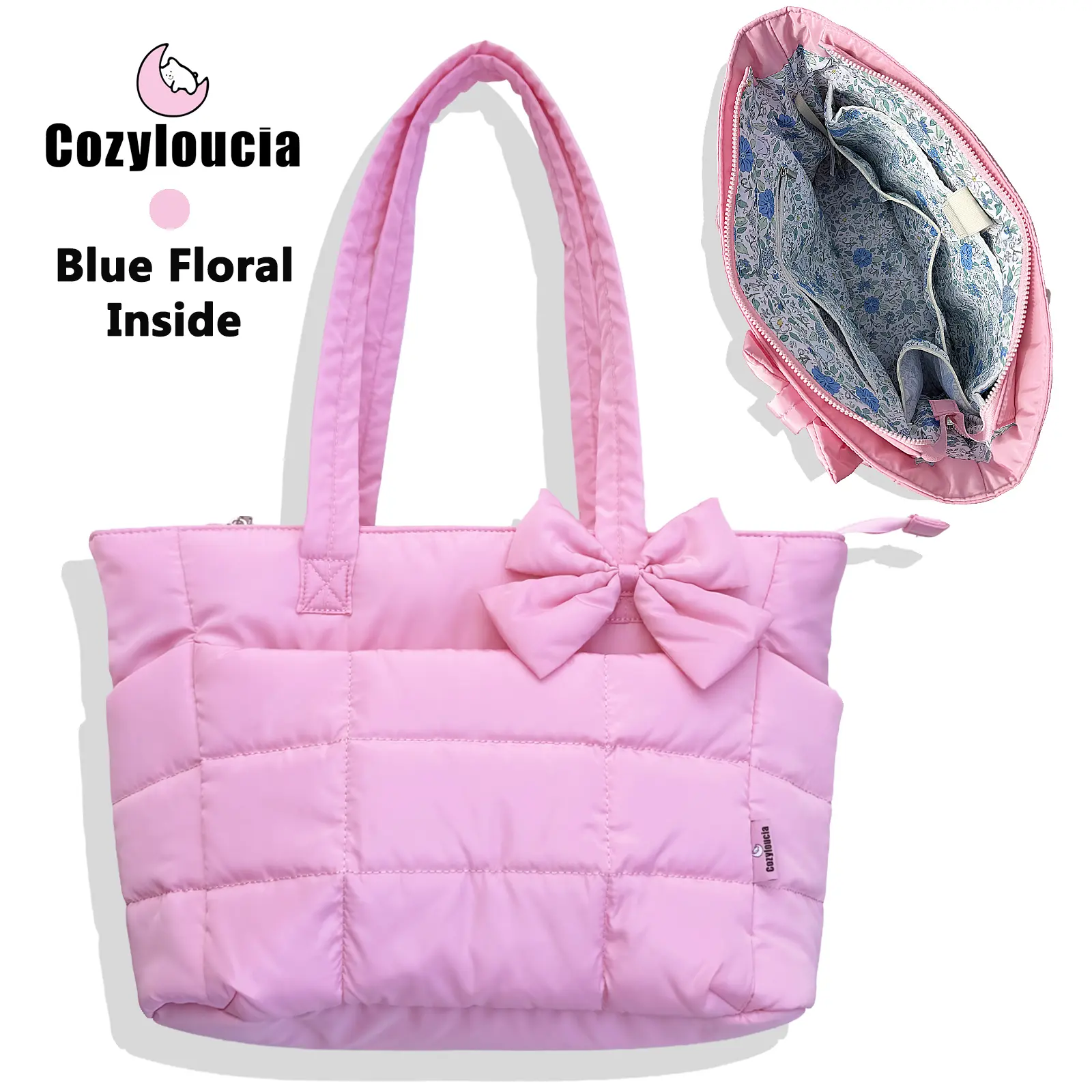 B-Pink -Blue Floral -Bow