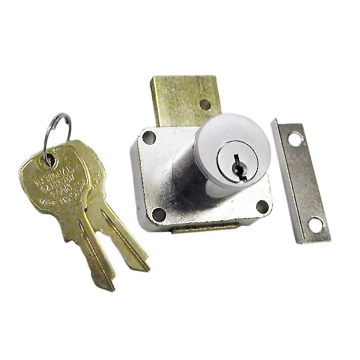 212 MAIN National Lock N8178 26D 915 Pin Tumbler Drawer Cylinder Locking Component - 0.88 In., Dull Chrome, Surface Mounted, No Mounting Screws Needed, Key Removable in Locked/Unlocked Positions, RH/LH Doors, 2 Keys