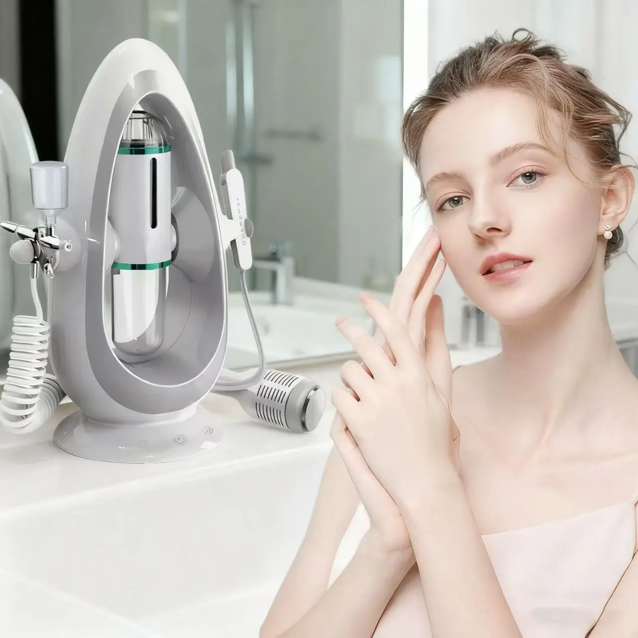 3-In-1 Nano Mist Spray Machine, Facial Beauty Device, Electric Micro Bubble Face Cleaner, Home Spa Instrument, Oxygen Infusion, Face Steamer