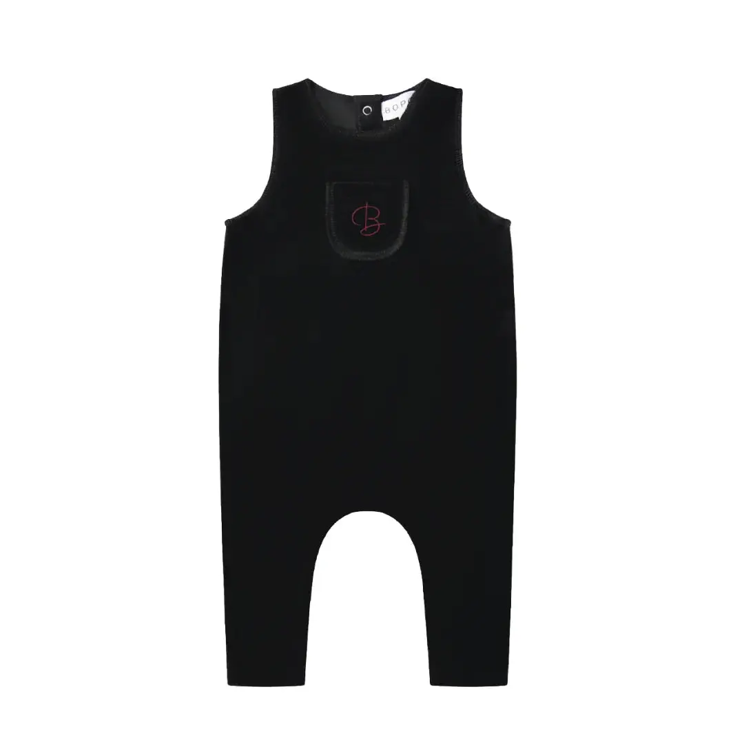Bopop – Raspberry B embroidered overalls | Black