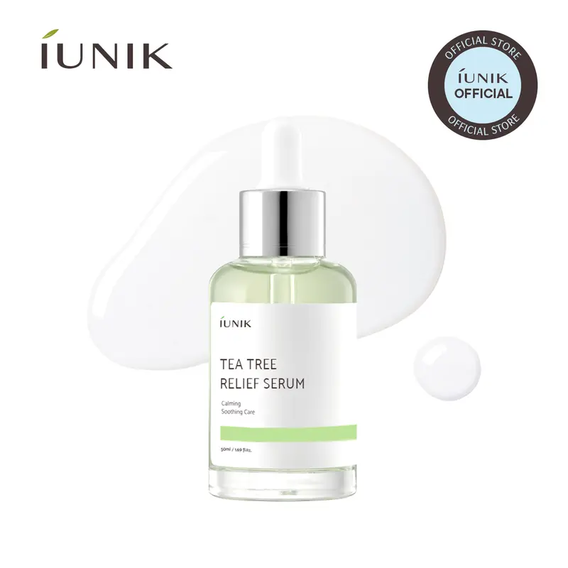 [IUNIK Official] Tea Tree Relief Serum – Tea Tree, Centella Asiatica & Niacinamide Blemish & Oil-Control Serum for Oily, Acne-Prone, Sensitive Skin, Post-Acne Mark & Redness Care, Lightweight Formula 1.69 fl oz (50ml), Korean Skincare K-Beauty