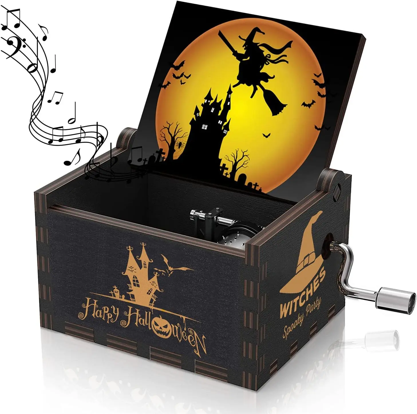 AiLiKaSic Witches Halloween Wood Music Box The Nightmare Before