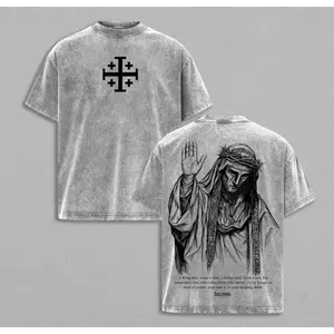Baldwin IV "The Leper King" T-Shirt Washed, Crusader King of Jerusalem Tee, Jerusalem Cross Medieval Christian Shirt, Vintage Washed Gothic Faith Streetwear - Jesus Apparel - Christian Outfit