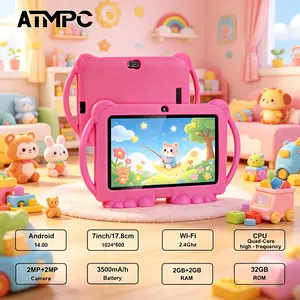 7-Inch Kids Tablet, Quad-Core Android 14, 2GB RAM 32GB ROM, 1024x600 Resolution, Dual Cameras, WiFi 6, Bluetooth-compatible, Parental Control