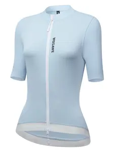 WOSAWE Short Sleeves Cycling Jersey Women Summer Bike Shirt Solid Color Bicycle Top with YKK 2 Way Zipper Sport Top Cyclist Jersey