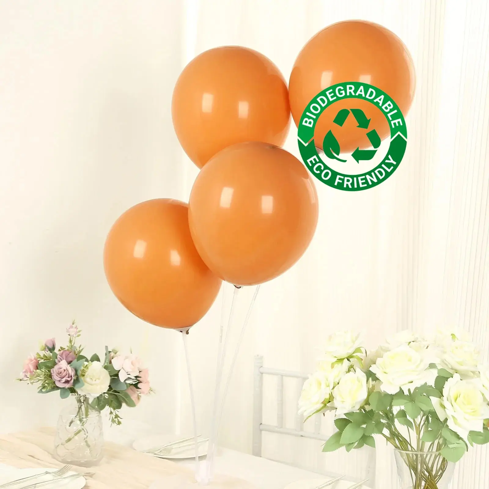 50 Pack Matte Pastel Caramel Biodegradable Balloons, Round Eco-friendly Thick Latex Party Balloons - 12"