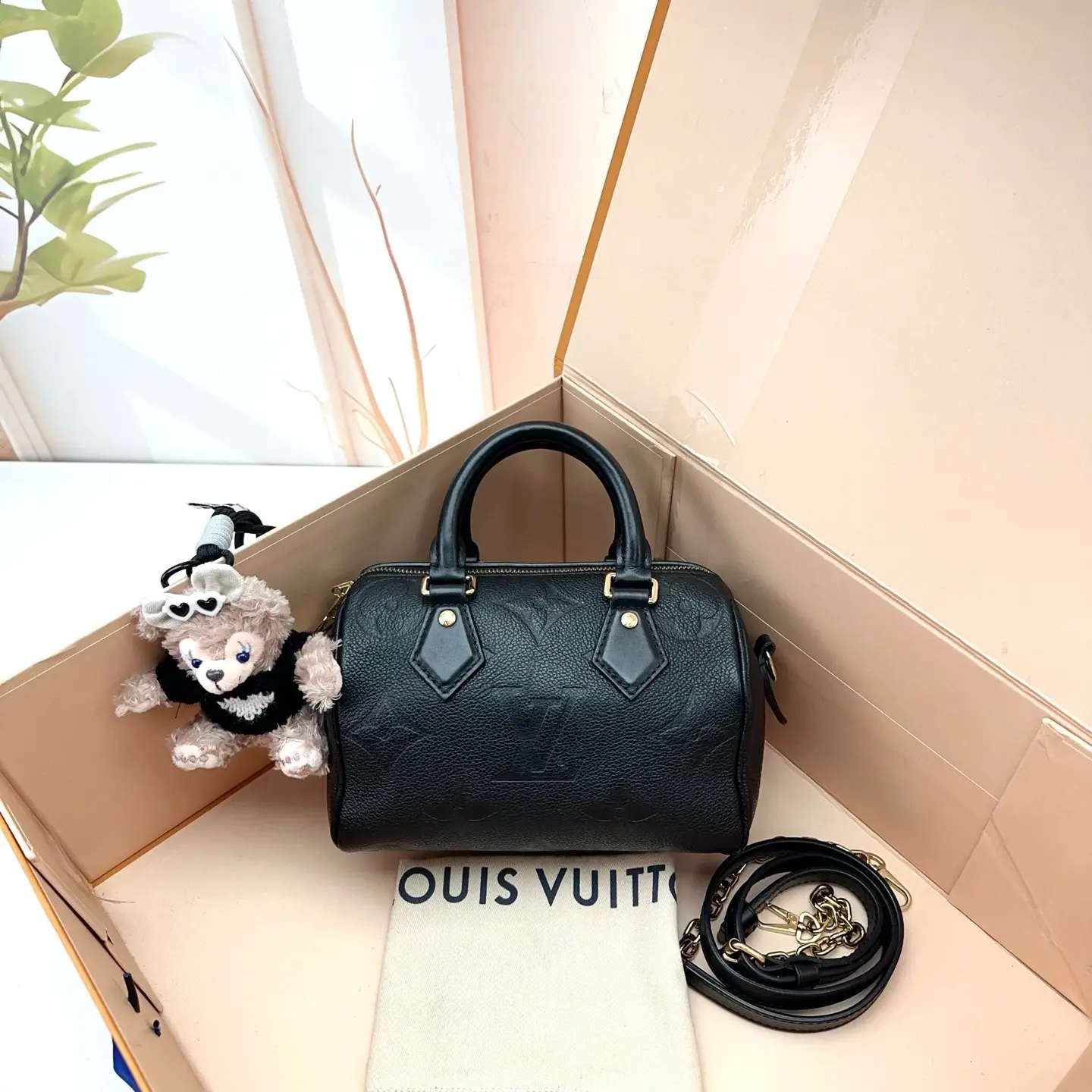 Pre-owned Louis Vuitton Monogram Empreinte Leather Speedy Bandouliere Bag 0810 raye 23853700