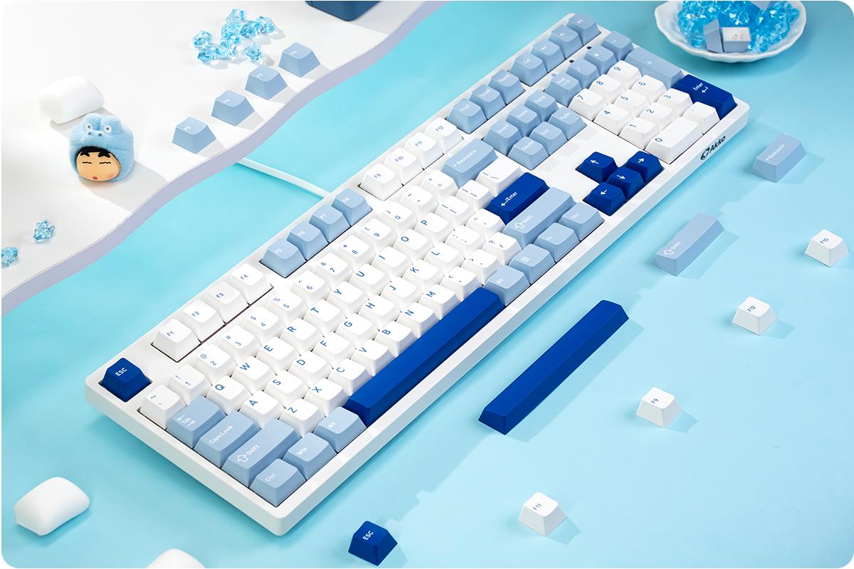 Akko Full Size White Wireless Gaming Keyboard, Glacier 3108 V3 Wired/Wireless Hot-swappable Mechanical Keyboard | Cherry Profile PBT Keycaps | USB-C Wired / 2.4G Wireless Mechanical Keyboard for Mac & Win Akko Full Size White Wireless Gaming Keyboard, Glacier 3108 V3 Wired/Wireless Hot-swappable Mechanical Keyboard | Cherry Profile PBT Keycaps | USB-C Wired / 2.4G Wireless Mechanical Keyboard for Mac & Win