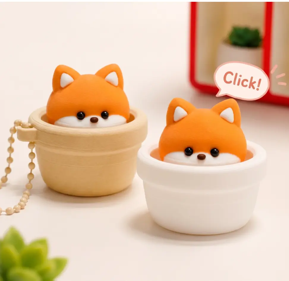 3D Printed Small Decorative Animal Faces Push-Button Keychains, Home Hanging Decor with Satisfying Tactile Experience
