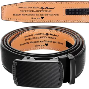 Mens Ratchet Belt Congrats on Being My Husband Personalized Engraved Leather Belt for Him Birthday Wedding