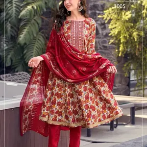 Pure Cotton Print Pakistani Salwar Suit Collection Women's Gown Style Kurti with Pant and Dupatta - Elegant and Comfortable