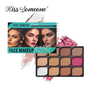 12-Color 3-in-1 Makeup Palette: Highlighter & Blush & Contour for Face Sculpting