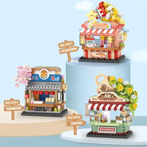 Street View Shop, 1 Set Micro DIY Bricks Puzzle Toy, Creative Building Block, Pendant Building Blocks, Children's Gift, Home Decoration