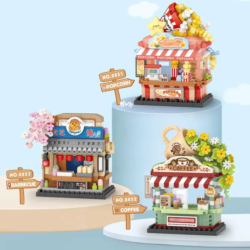Street View Shop, 1 Set Micro DIY Bricks Puzzle Toy, Creative Building Block, Pendant Building Blocks, Children's Gift, Home Decoration