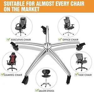 Office Chair Base Replacement PartsWith 5 Casters with Brakes(3300 lbs) - Heavy Alloy Office Chair Base Replacement, Office Chair Reinforced Metal Legs, Universal Gas Cylinder